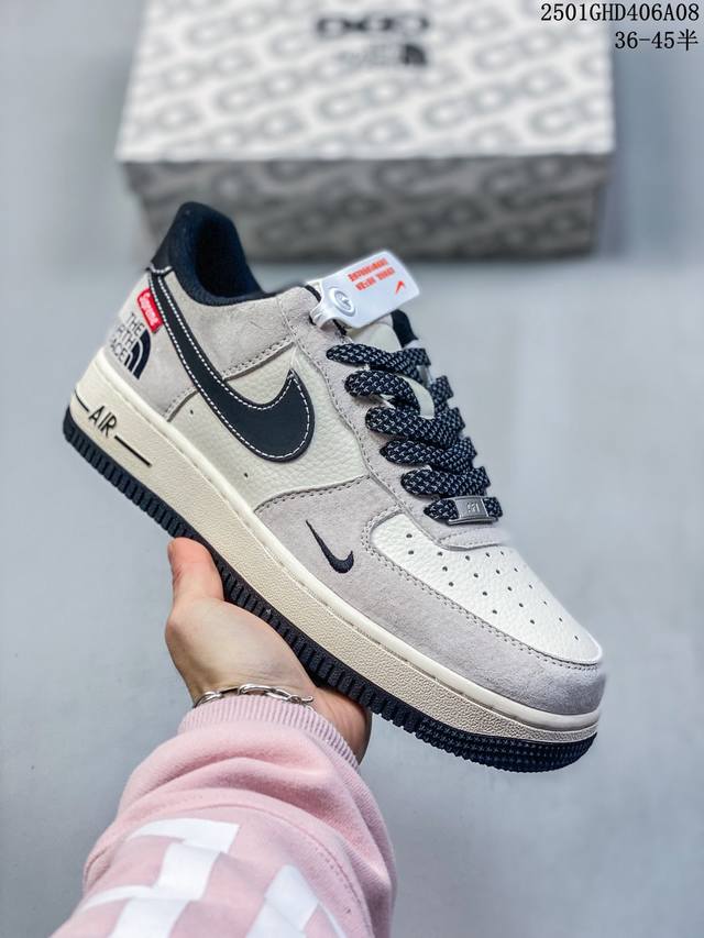 海外限量发售！公司级nike Air Force 1 '07 Low “Supreme联名蛇年限定--青棕双勾”空军一号 低帮 运动鞋 休闲鞋 折边针车 工艺难