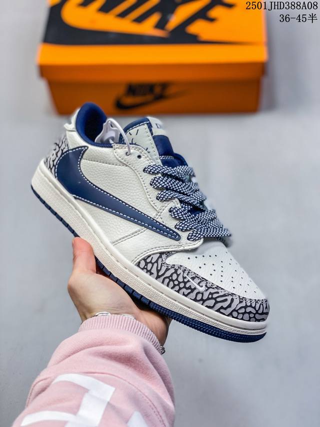 公司级ts X Air Jordan Aj1 Low 倒钩低帮联名定制配色 Dm6688-601 原厂内置气垫魔块 A模大底 头层小牛皮 鞋舌aj原厂专用牛津布