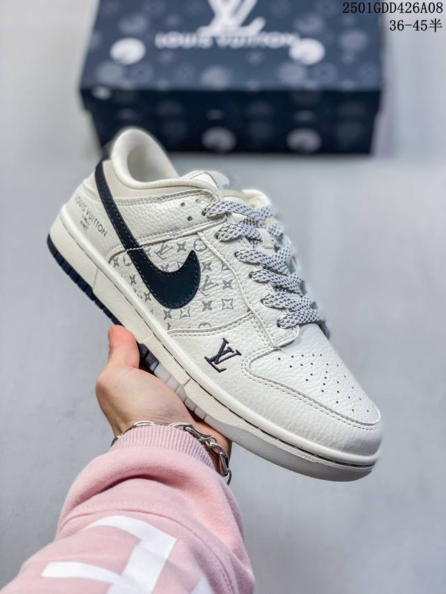 Nk Sb Dunk Low Lv联名白黑双色大底 夜光效果 3M反光 周年高端定制 低帮休闲板鞋 #高端定制鞋盒 原装头层材料 独家版型蒸餾加工 大厂纯原品质