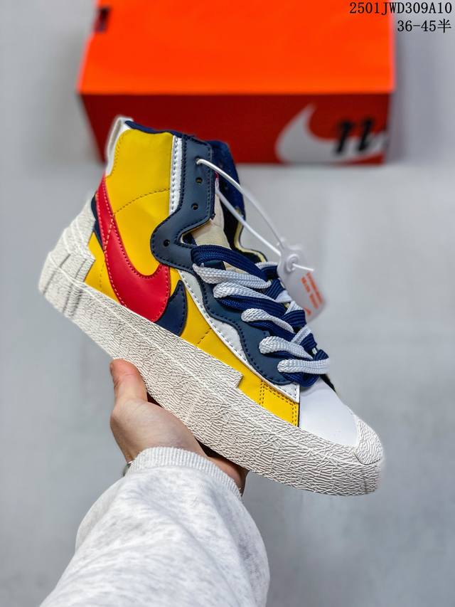 Sacai X Nk Blazer Mid Dunk 重磅联名 解构双勾走秀 联名款开拓者高帮休闲板鞋 全新订单出货 工厂优势 老客户优势供货 大厂流水线原鞋原