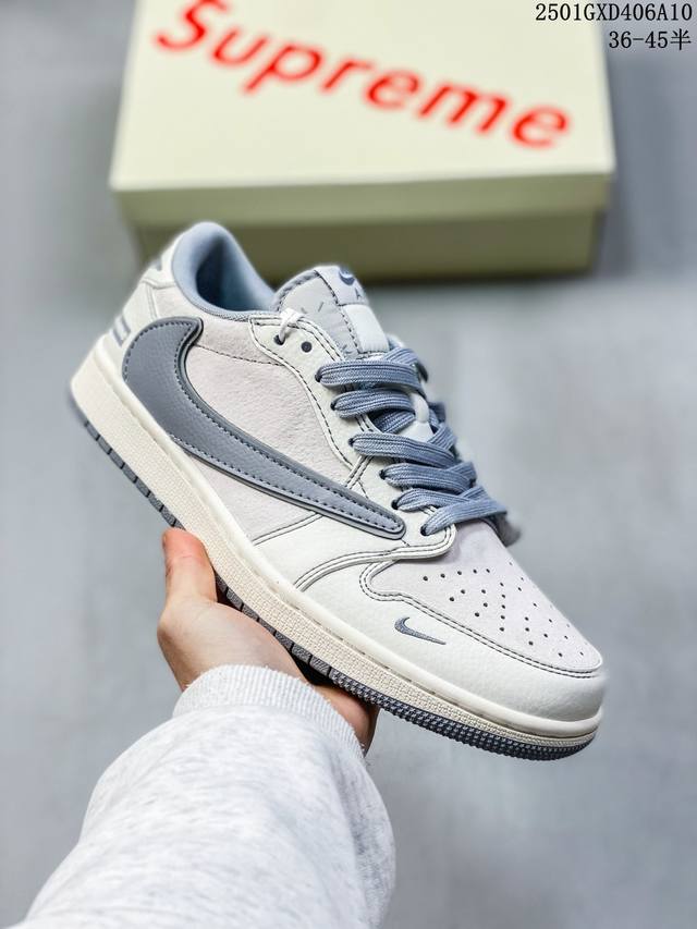 独家实拍travis Scott X Fragment Design X Air Jordan 1 Low Og Sp Aj1 乔1 Supreme联名-猪八高