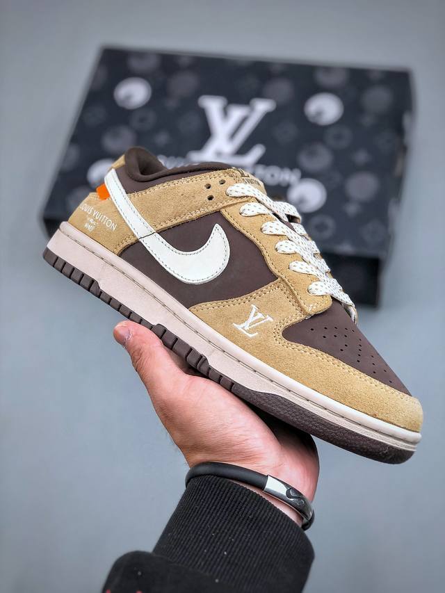 Nike Sb Dunk Low Lv联名黄棕白 周年高端定制 低帮休闲板鞋 #高端定制鞋盒 原装头层材料 独家版型蒸餾加工大厂纯原品质出货 超高清洁度 皮料切