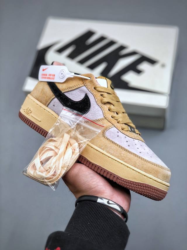 Nike Air Force 1'07 Low 卡其黑拼接 空军一号低帮休闲板鞋 De0099-004 #定制皮料 原楦原纸板 纯正空军版型 高清洁度 内置全掌