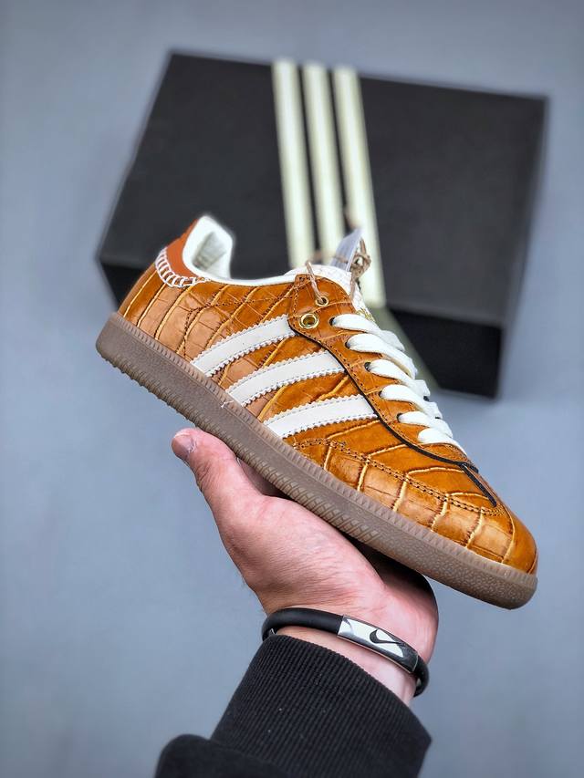 Wales Bonner X Adidas Originals Samba 联名双色鳄鱼皮马克线 又一重磅联名 真皮定制版本 真皮+马克线+抽屉盒+布袋货号：J