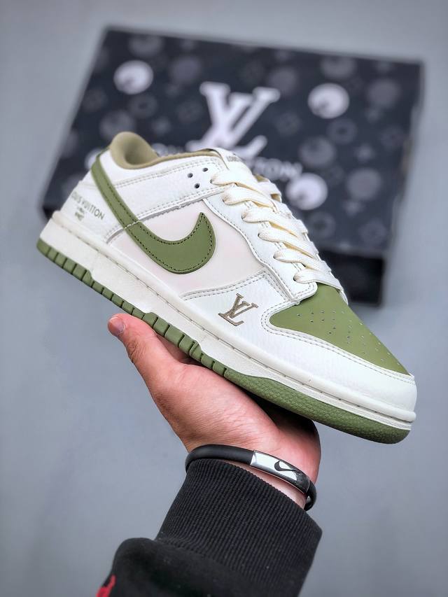 Nike Sb Dunk Low Lv联名奶白抹茶绿 周年高端定制 低帮休闲板鞋 #高端定制鞋盒 原装头层材料 独家版型蒸餾加工大厂纯原品质出货 超高清洁度 皮