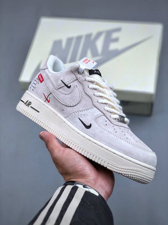 Nike Air Force 1'07 Low Supreme冠军联名 米白小三勾 空军一号 低帮休闲板鞋 Sj6698-020 #原楦头原纸板 原装鞋盒 定制