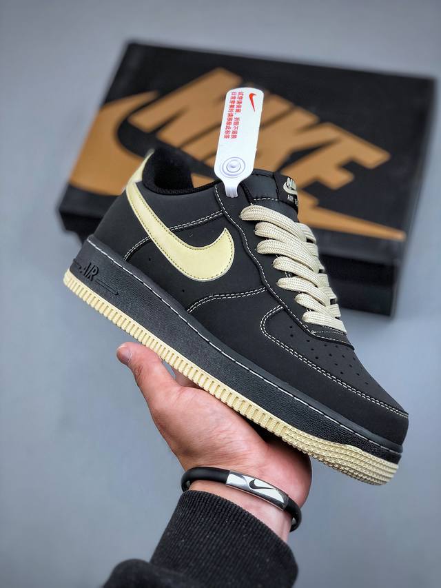 Nike Air Force 1 '07 黑金 空军一号低帮休闲板鞋 原楦头原纸板 纯正空军版型 定制鞋盒 全掌内置全掌气垫 原厂中底钢印 拉帮完美 货号：Dh