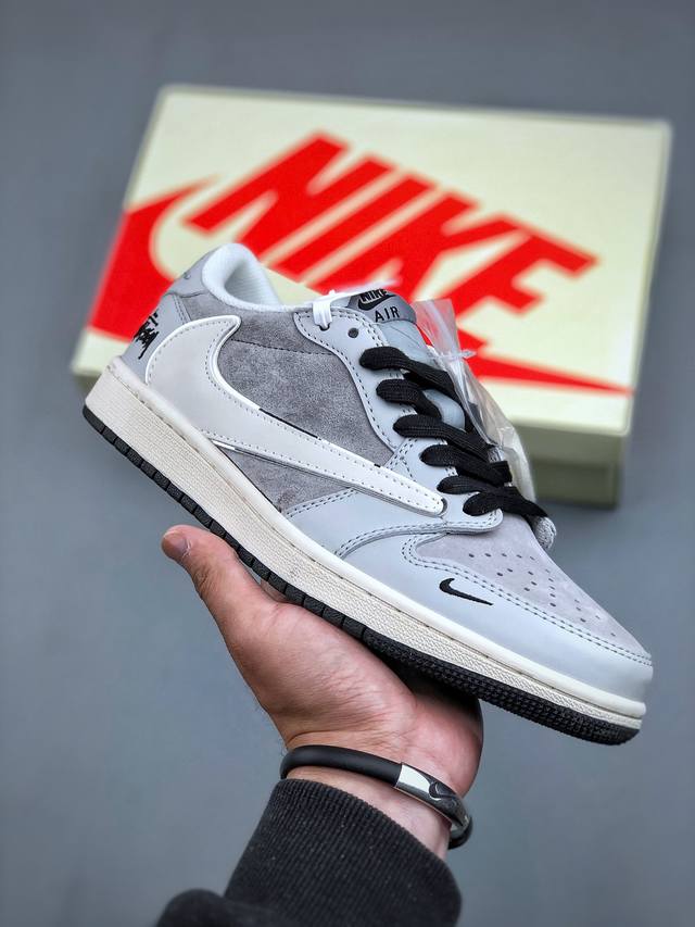 Travis Scott X Fragment Design X Air Jordan 1 Low Og Sp Aj1 乔1 斯图西联名 夏蝉灰 低帮文化休闲板