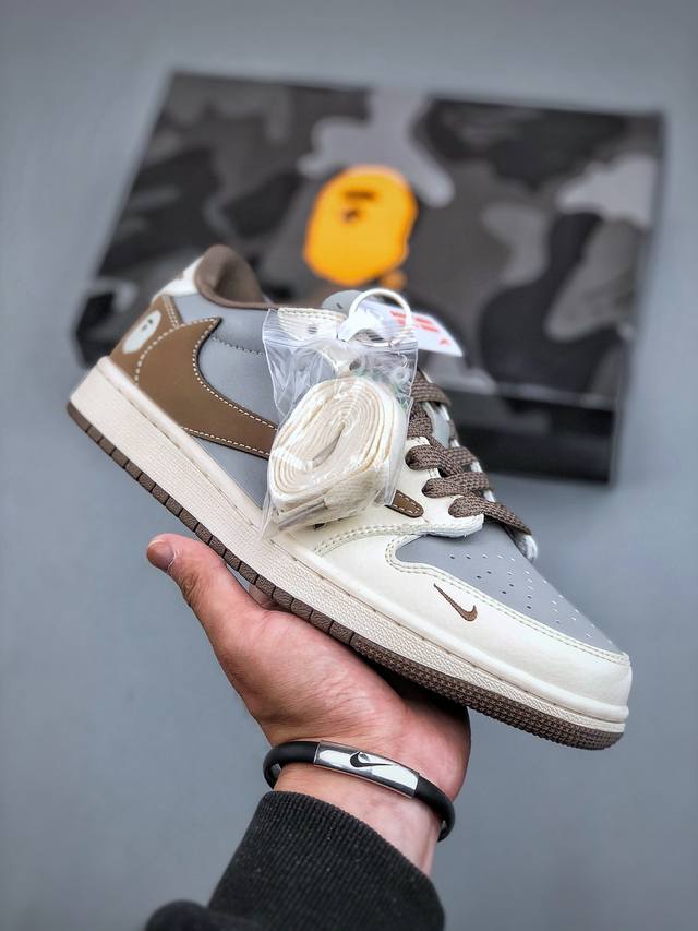 Travis Scott X Fragment Design X Air Jordan 1 Low Og Sp Aj1 乔1 Bape联名 茶褐 低帮文化休闲板