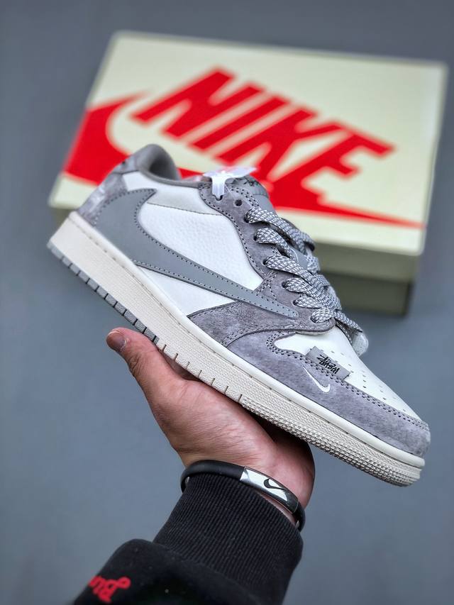 Travis Scott X Fragment Design X Air Jordan 1 Low Og Sp Aj1 乔1 斯图西联名 窗灰猪八 低帮文化休闲