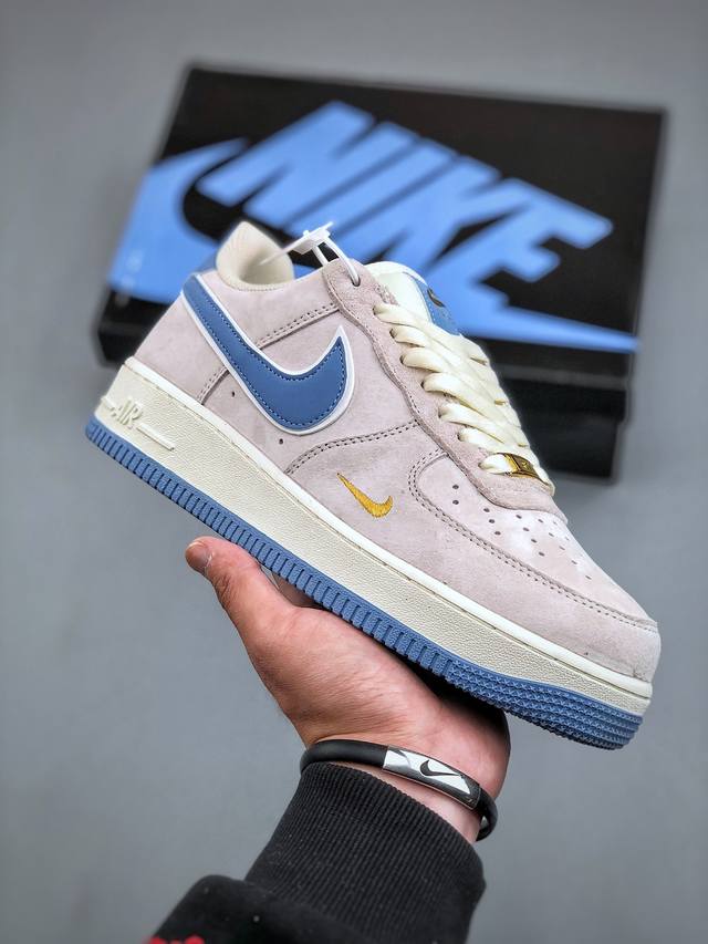 Nike Air Force 1 Low 07 蓝金小钩麂皮 #原楦头原纸板 打造纯正空军版型 #专注外贸渠道 全掌内置蜂窝气垫 #原盒配件 原厂中底钢印、拉帮