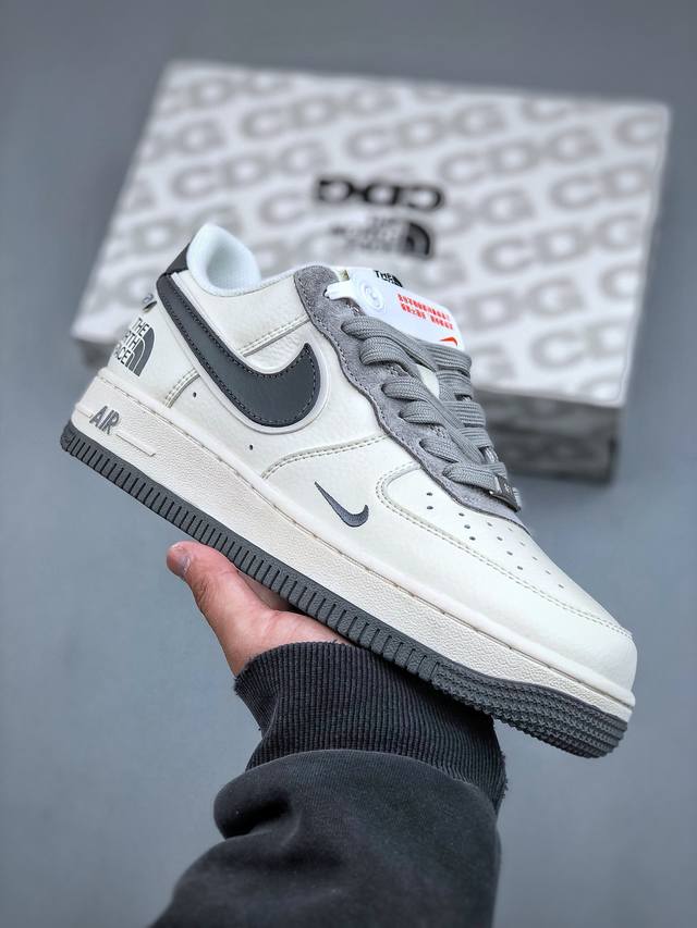 Nike Air Force 1'07 Low 北面联名 米白灰勾灰底 空军一号低帮休闲板鞋 Xz6 -191 #原楦头原纸板 原装鞋盒 定制五金配件 内置全掌