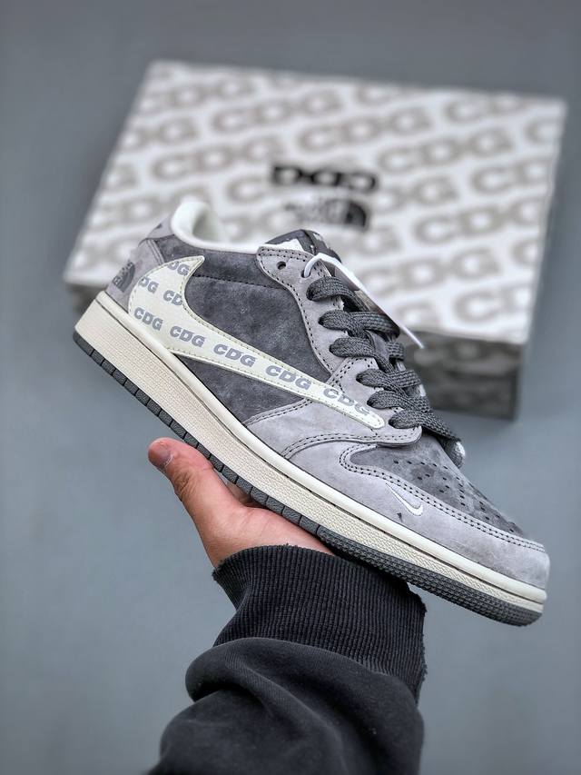 Travis Scott X Fragment Design X Air Jordan 1 Low Og Sp Aj1 乔1 北面联名 北极灰 低帮文化休闲板鞋