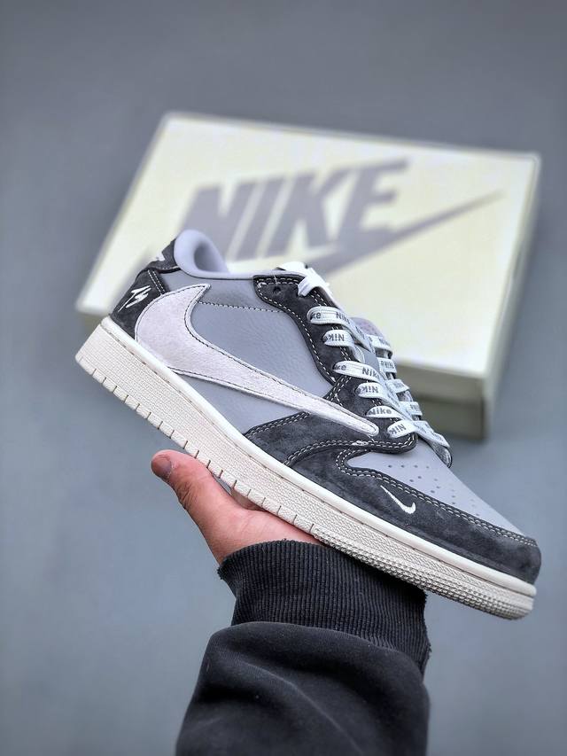 Travis Scott X Fragment Design X Air Jordan 1 Low Og Sp Aj1 乔1 Ts联名 交通灰 低帮文化休闲板鞋