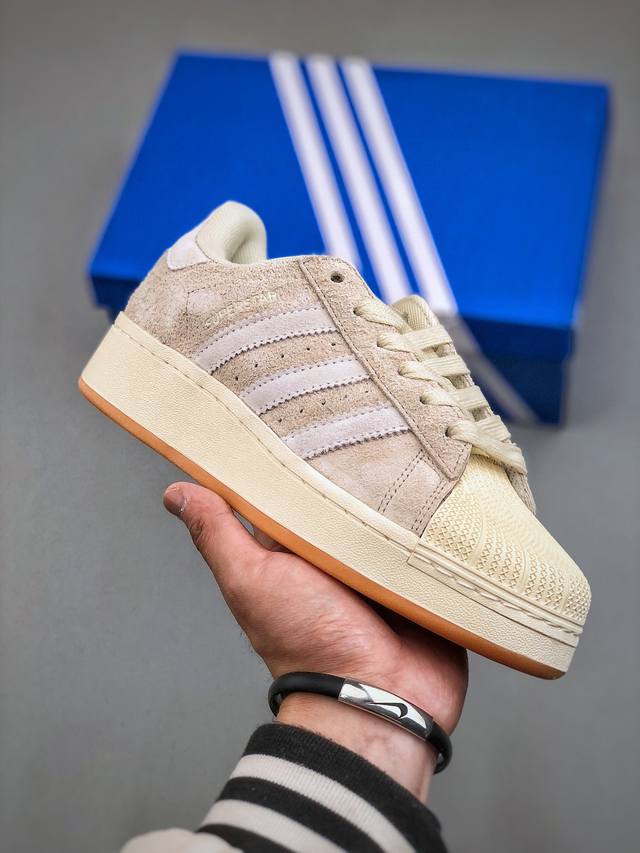 Adidas Originals Superstar Xlg 贝壳头系列低帮厚底松糕经典百搭休闲运动板鞋 “米粉”Ig2124 尺码：35-45 半