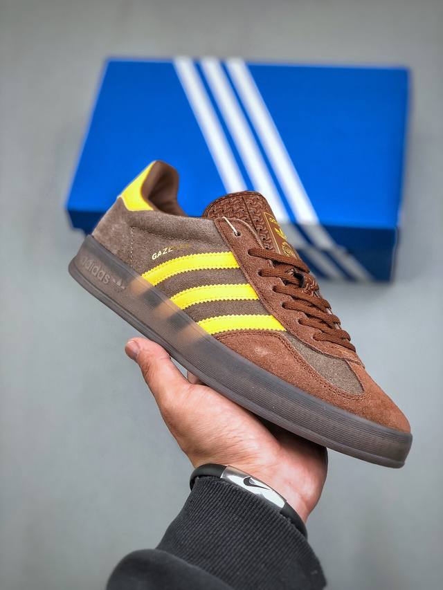 X版纯原 Adidas Gazelle Indoor Trainers 羚羊内训系列低帮复古德训风百搭休闲运动板鞋“翻毛美拉德棕亮黄”Ji 8 尺码：35-45