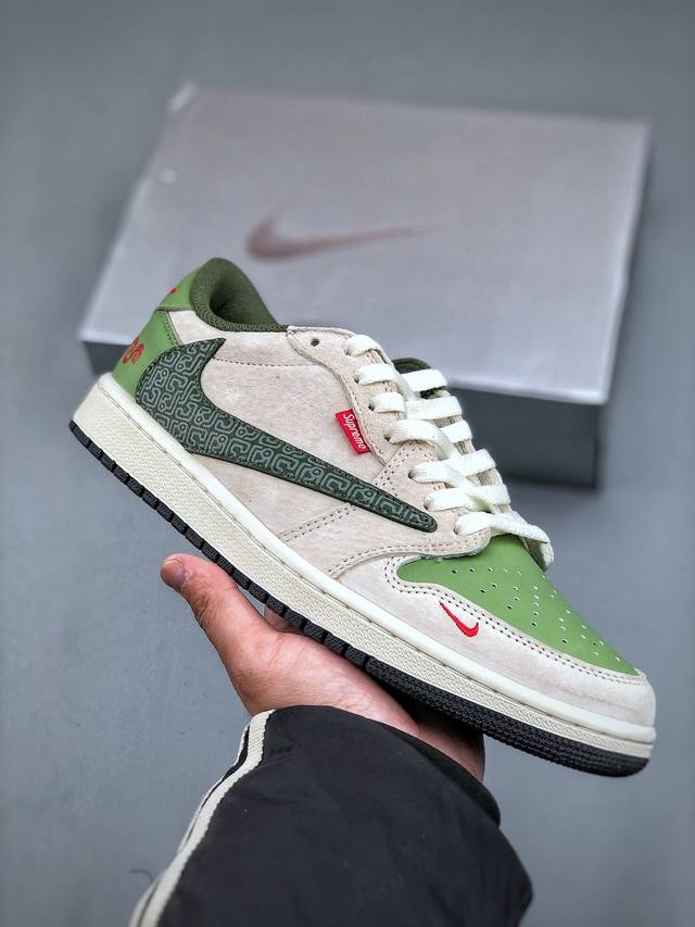 Travis Scott X Nike Air Jordan 1 Low X Supreme 蛇年限定 Air Jordan 1 Low 反转米绿小钩倒钩 纯原