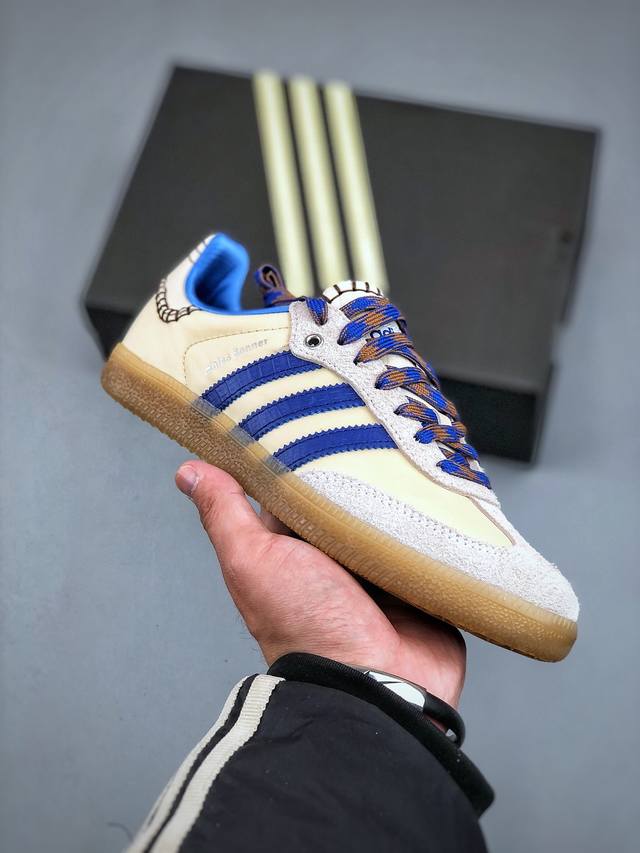 Adidas Originals Samba Classic White Royal Blue Gum 桑巴舞系列绅士德训足球百搭皮革板鞋“联名米白皇家蓝生胶底