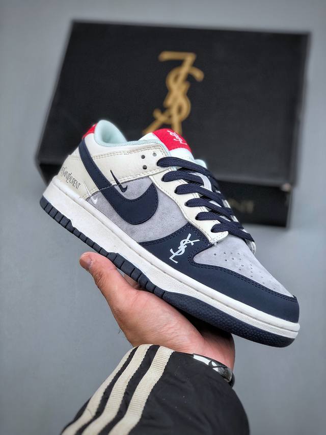 Nike Sb Dunk Low 圣罗兰联名深蓝三钩性价比天花板 尝鲜先行版原装头层材料 独家版型蒸餾加工帶來的是更好的视觉和脚感体验大厂纯原品质出货 清洁度