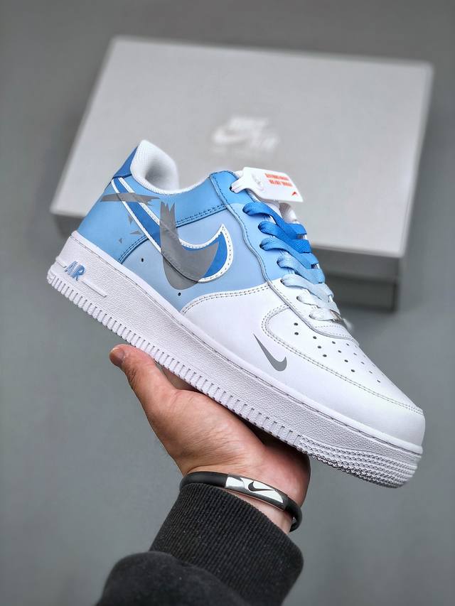 Nike Air Force 1 Low 07 白蓝断裂三钩原楦头原纸板 打造纯正低帮空军版型专注外贸渠道 全掌内置蜂窝气垫 原盒配件 原厂中底钢印、拉帮完美