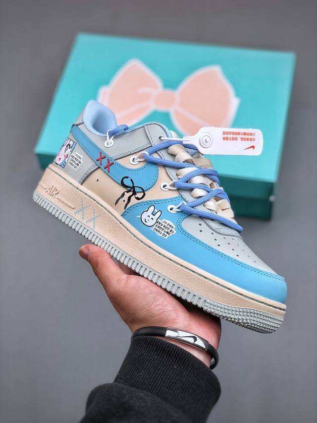 Nike Air Force 1 Low 07 白蓝灰涂鸦绑带原楦头原纸板 打造纯正低帮空军版型专注外贸渠道 全掌内置蜂窝气垫 原盒配件 原厂中底钢印、拉帮完美