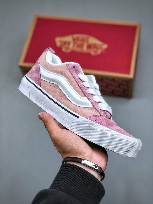 Vans Knu Skool 米灰粉 万斯低帮复古休闲胖胖面包鞋 肥胖版大logo原版全皮猪八面料 尺码：35 36 36.5 37 38 38.5 39 40