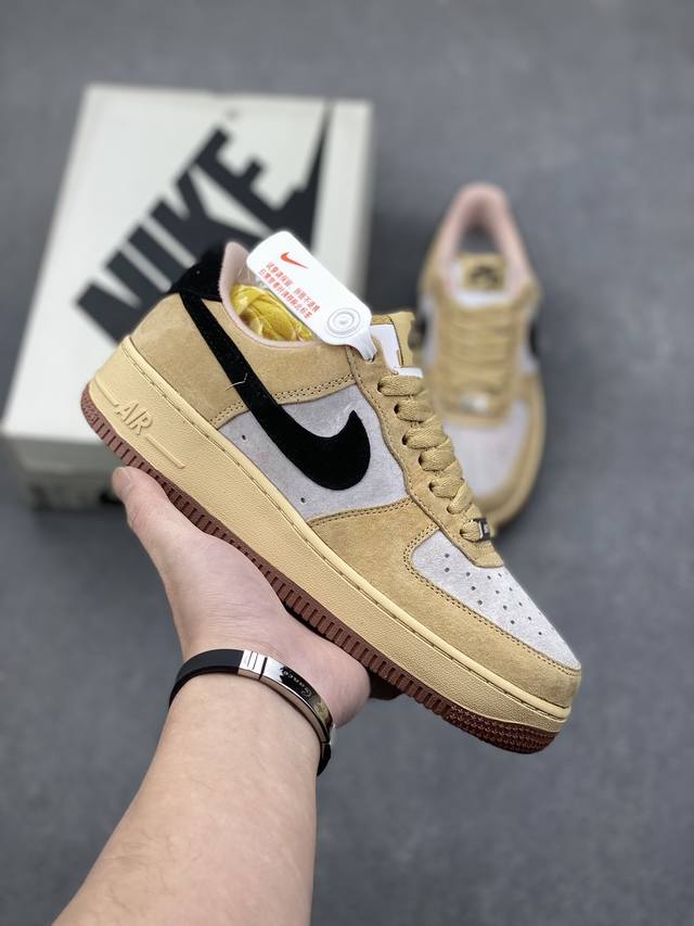 新品出货 公司级 Nike Air Force 1 Low ’07 沙漠黄 麂皮 空军一号低帮休闲板鞋 原厂麂皮 原楦原纸板 纯正版型 正品nfc感应芯片 高清