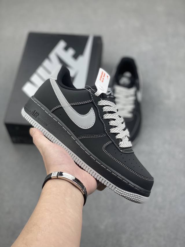 爆款定制 公司级 Nike Air Force 1 '07 黑银 空军一号低帮休闲板鞋 原楦头原纸板 纯正空军版型 定制鞋盒 全掌内置全掌气垫 原厂中底钢印 拉