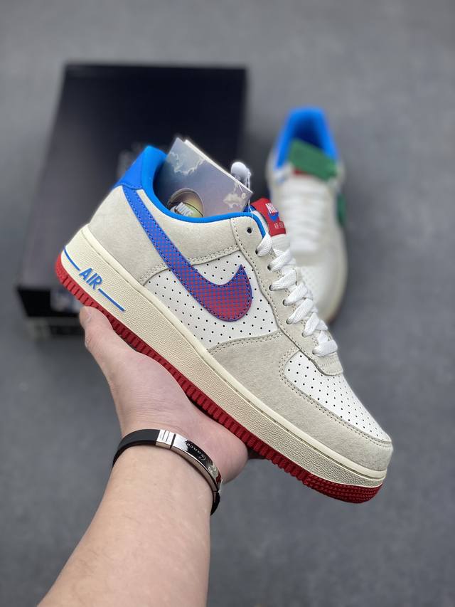 Nike Air Force 1 Low 米白蓝渐变钩 原楦头原纸板 打造纯正空军版型 专注外贸渠道 全掌内置蜂窝气垫 原盒配件 原厂中底钢印、拉帮完美 官方货