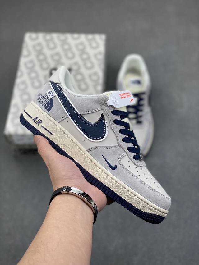 海外限量发售！公司级nike Air Force 1 '07 Low “北面联名--蓝勾小标”空军一号 低帮 运动鞋 休闲鞋 折边针车 工艺难度大 原楦头原纸板