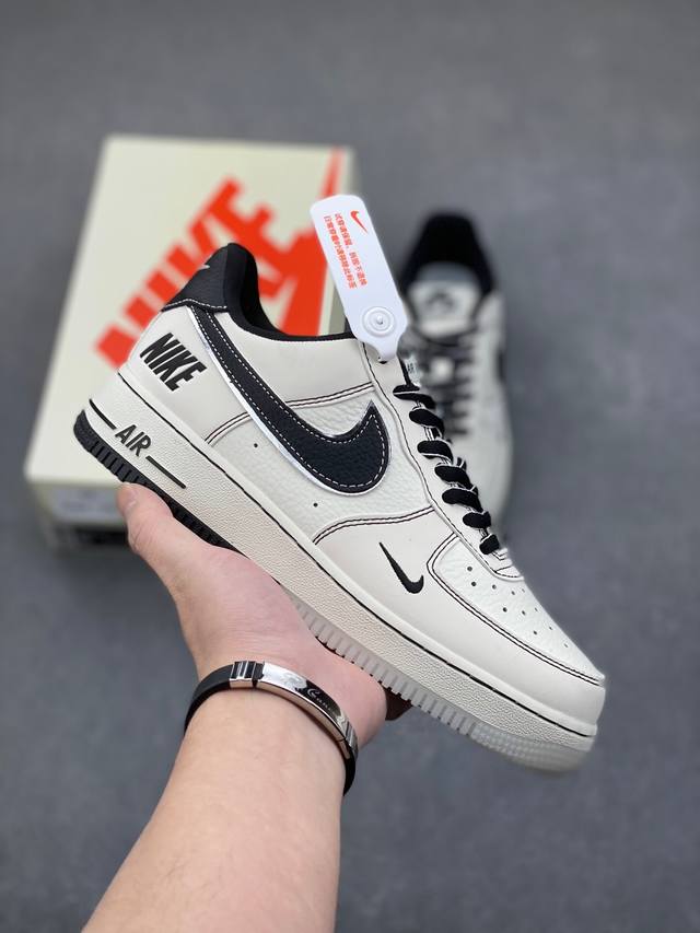 海外限量发售！公司级nike Air Force 1 '07 Low “Nike联名--黑线双色底”空军一号 低帮 运动鞋 休闲鞋 折边针车 工艺难度大 原楦头