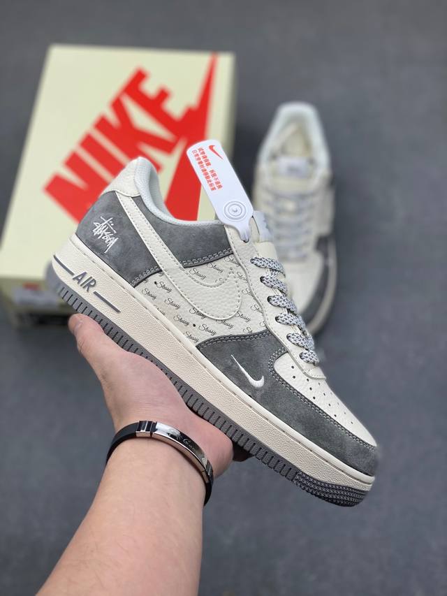 海外限量发售！公司级nike Air Force 1 '07 Low “斯图西 简约灰”空军一号 低帮 运动鞋 休闲鞋 折边针车 工艺难度大 原楦头原纸板 原装