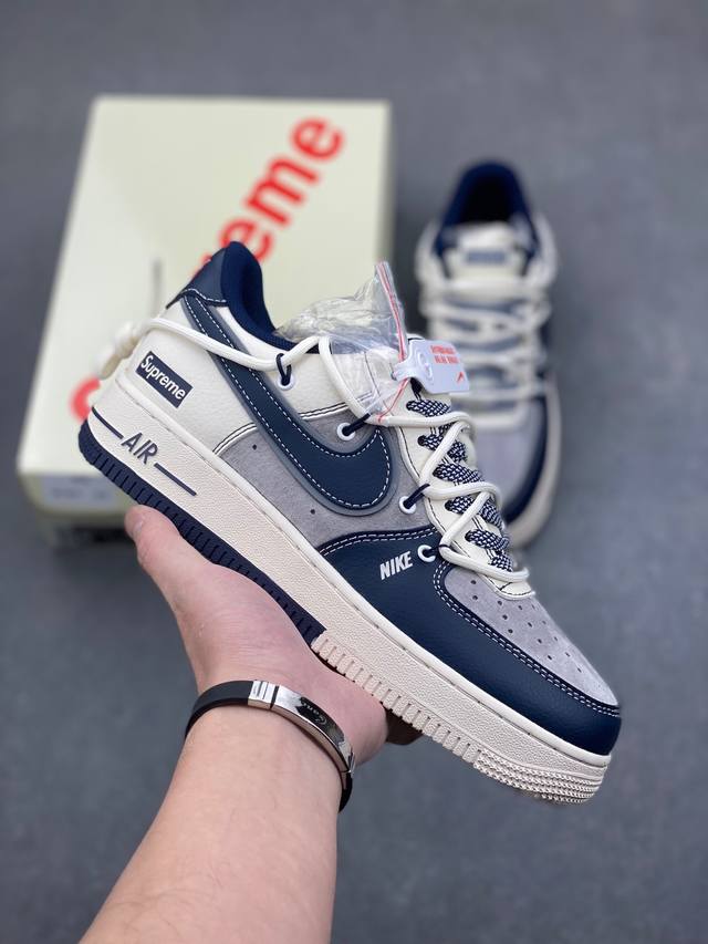 海外限量发售！公司级nike Air Force 1 '07 Low “Supreme联名 米蓝双色”空军一号 低帮 运动鞋 休闲鞋 折边针车 工艺难度大 原楦