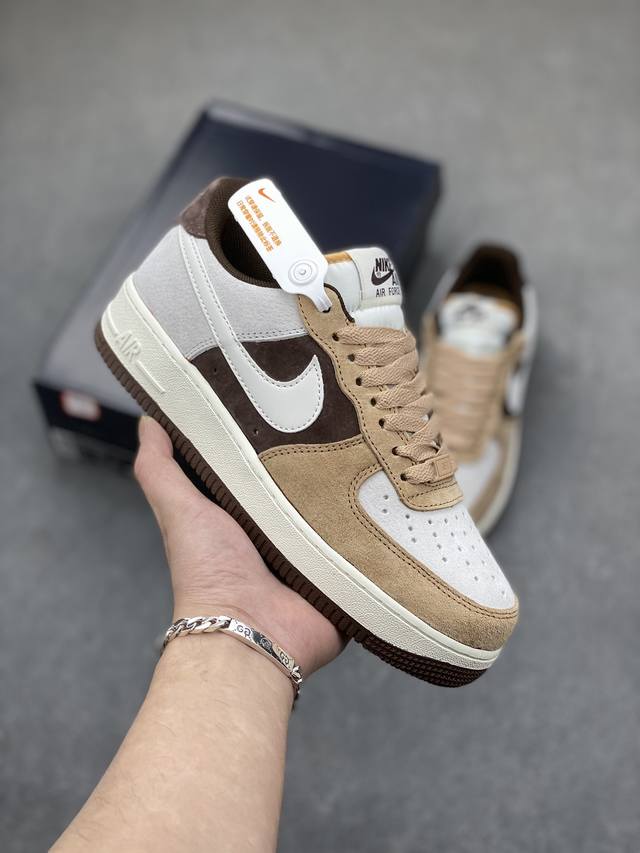 秋冬新品 公司级 Nike Air Force 1 Low ’07 麂皮 咖啡豆配色 空军一号低帮休闲板鞋 原厂麂皮 原楦原纸板 纯正版型 正品nfc感应芯片