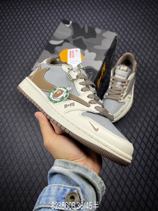 Travis Scott X Fragment Design X Air Jordan 1 Low Og Sp Aj1 乔1 Bape联名 茶褐 低帮文化休闲板