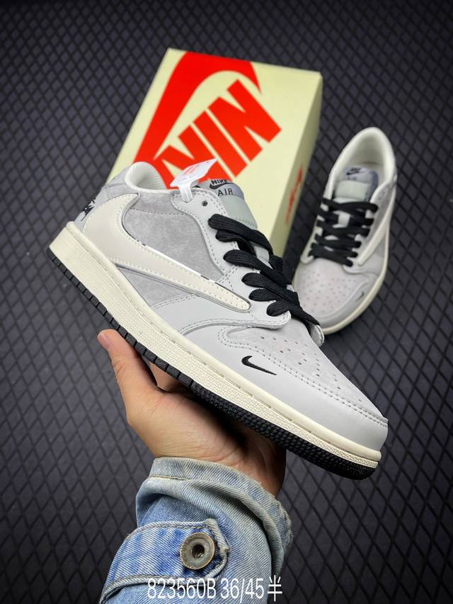 Travis Scott X Fragment Design X Air Jordan 1 Low Og Sp Aj1 乔1 斯图西联名 夏蝉灰 低帮文化休闲板