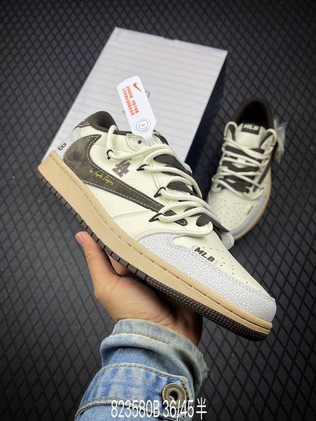 Travis Scott X Fragment Design X Air Jordan 1 Low Og Sp Aj1 乔1 Mlb联名-深棕抽绳 低帮文化休闲