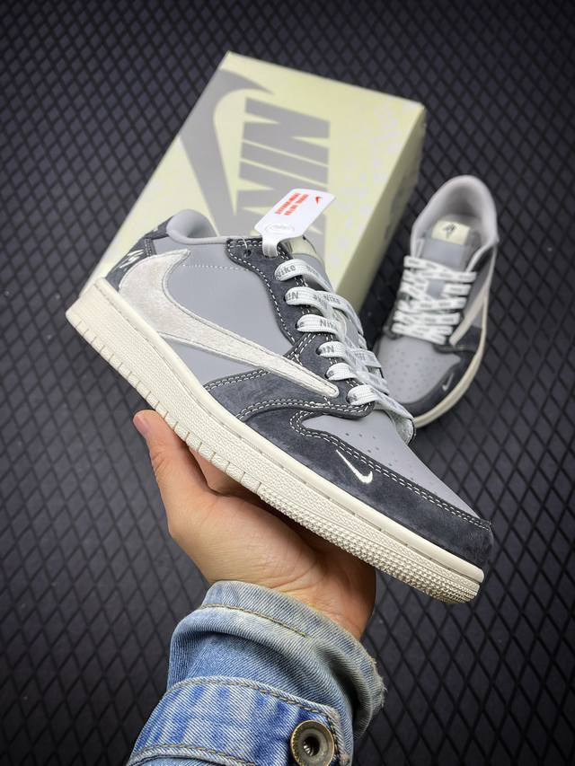 Travis Scott X Fragment Design X Air Jordan 1 Low Og Sp Aj1 乔1 Ts联名 交通灰 低帮文化休闲板鞋