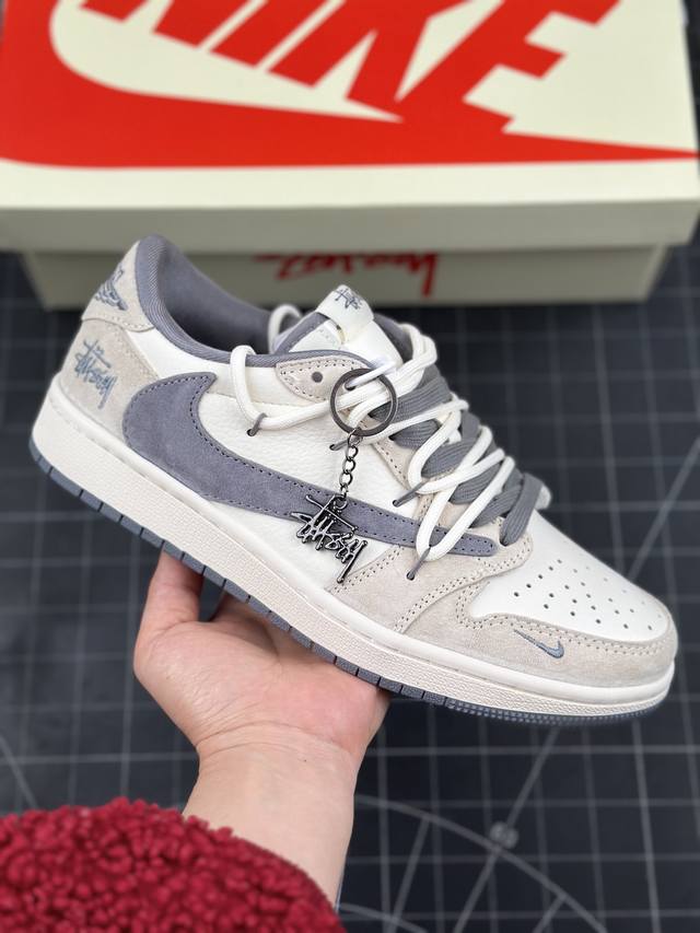 Travis Scott X Fragment Design X Air Jordan 1 Low Og Sp Aj1 斯图西联名-灰勾抽绳 低帮文化休闲板鞋