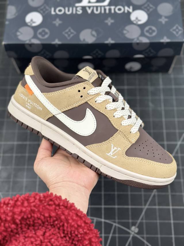 Nk Sb Dunk Low Lv联名黄棕白 周年高端定制 低帮休闲板鞋 #高端定制鞋盒 原装头层材料 独家版型蒸餾加工 大厂纯原品质出货 超高清洁度 皮料切割