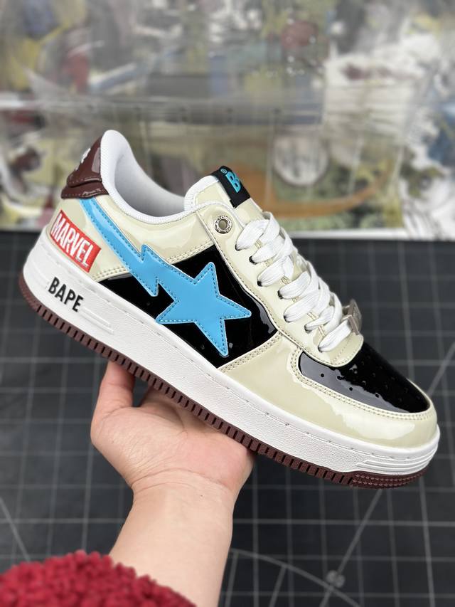 Marvel X Bape Sta To Low 漫威超级英雄联名 猿人头经典低帮运动休闲板鞋 定制特殊透明鞋盒 漫威超级英雄联名 钢铁侠、美队、绿巨人、黑寡妇