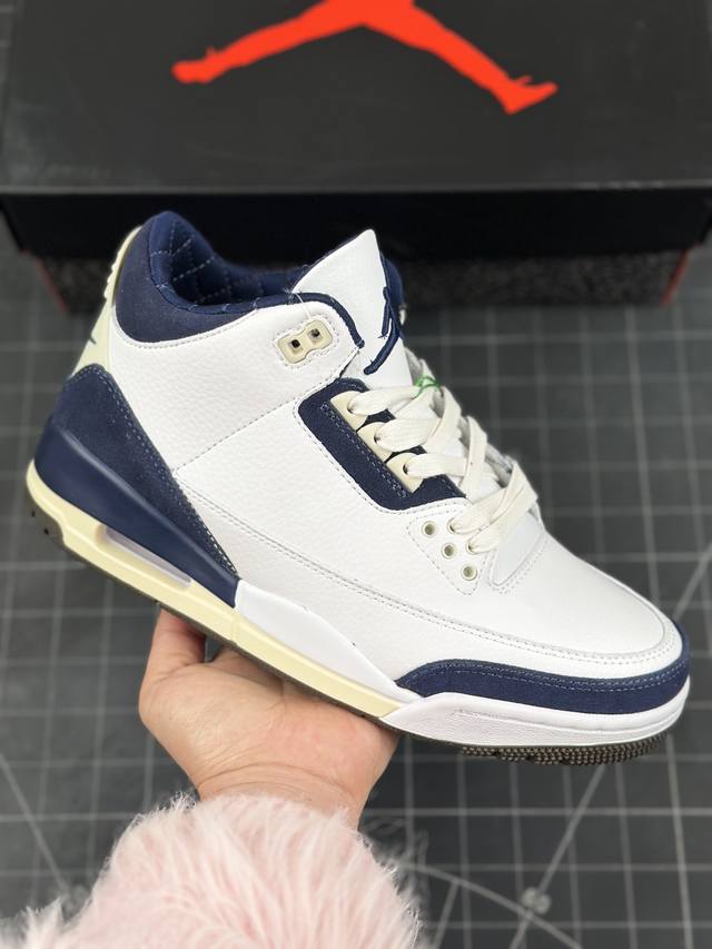 Air Jordan Aj3 Retro “White Blue ”Aj3乔丹3代 蓝白 乔丹篮球鞋系列 原纸板楦头开发 超正三代版型 全头层皮料加持质感十足