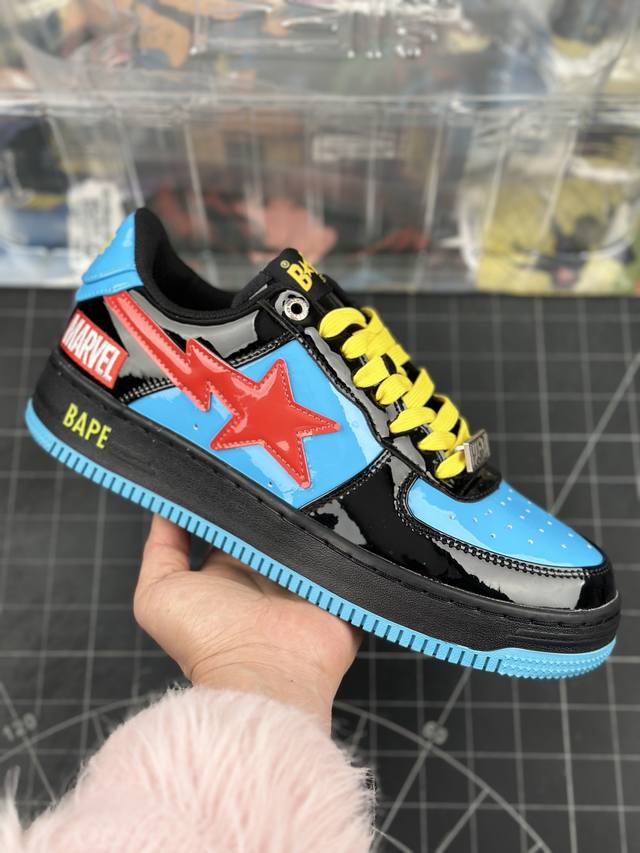 Marvel X Bape Sta To Low 漫威超级英雄联名 猿人头经典低帮运动休闲板鞋 定制特殊透明鞋盒 漫威超级英雄联名 钢铁侠、美队、绿巨人、黑寡妇 - 点击图像关闭