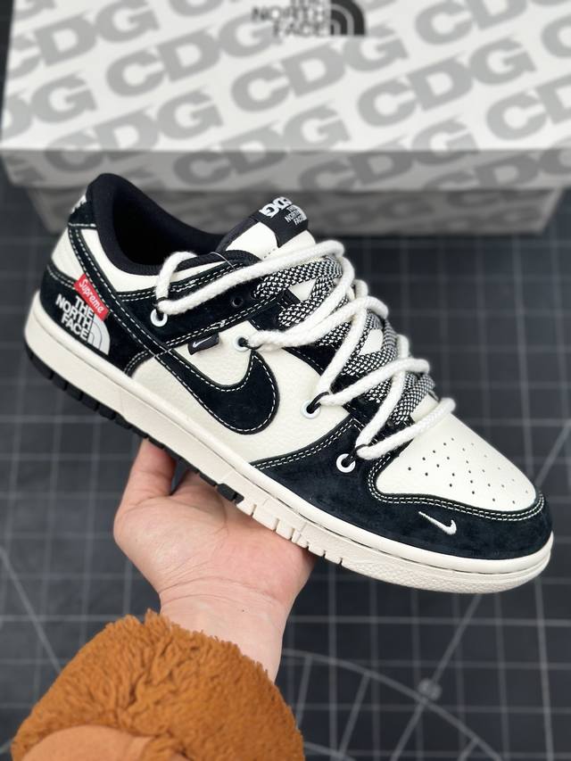 Nk Sb Dunk Low 北面 X Sup系列 绑带黑白黑勾 周年高端定制 低帮休闲板鞋 #定制鞋盒 大厂纯原品质出货 超高清洁度 皮料切割干净无任何毛边