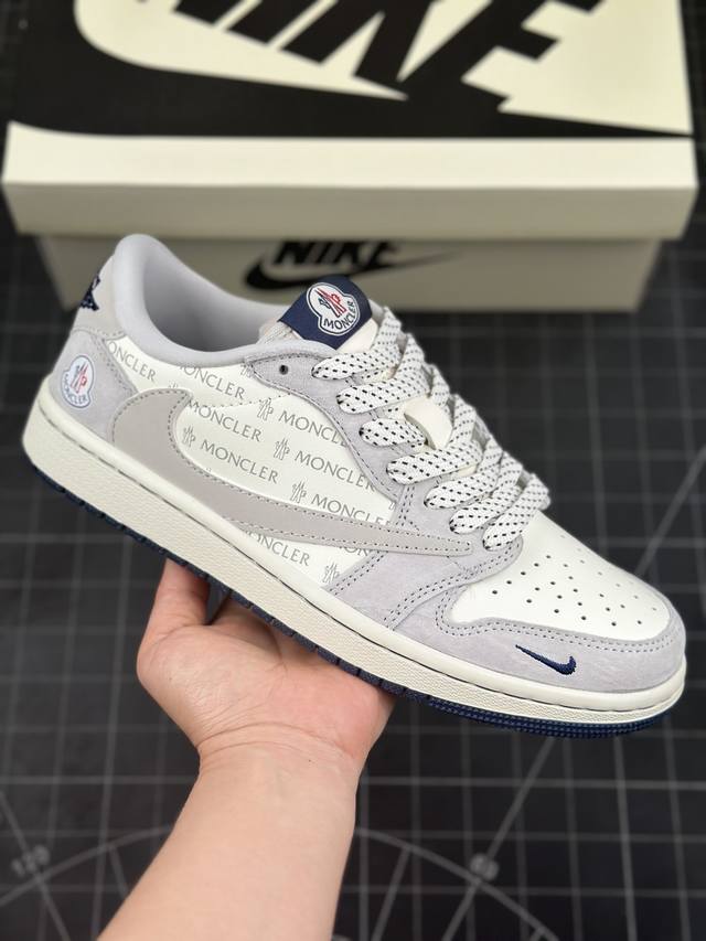 Travis Scott X Fragment Design X Air Jordan 1 Low Og Sp Aj1 乔1 蒙口联名 白灰英文 低帮文化休闲板