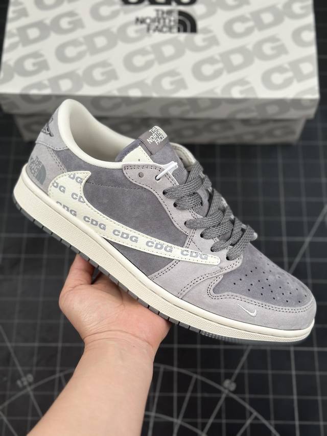 Travis Scott X Fragment Design X Air Jordan 1 Low Og Sp Aj1 乔1 北面联名 北极灰 低帮文化休闲板鞋