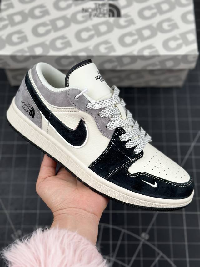 Air Jordan 1 Low Aj1 乔1 北面联名-灰黑脚趾 高端定制 低帮复古篮球鞋 #定制鞋盒 大厂纯原品质出货 超高清洁度 皮料切割干净无任何毛边