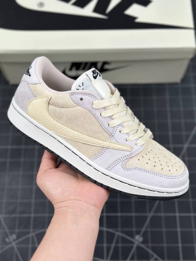 Travis Scott X Air Jordan 1 Low Og Aj1 乔1反转倒勾 联名款休闲运动篮球鞋 完美品质出货 细节如图所示 鞋面切割工整 冲孔