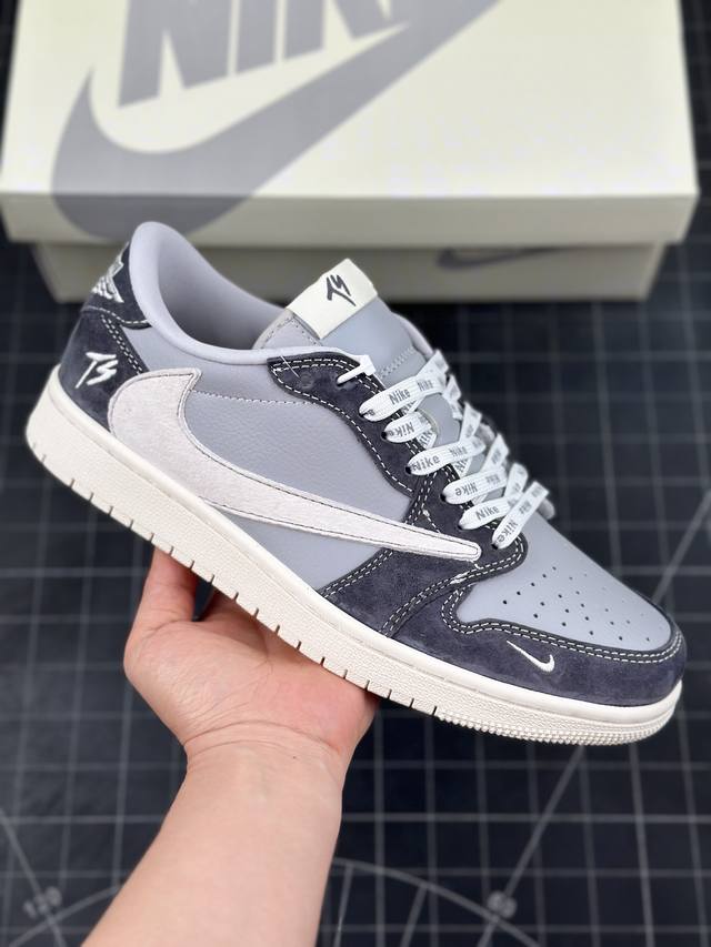 Travis Scott X Fragment Design X Air Jordan 1 Low Og Sp Aj1 乔1 Ts联名 交通灰 低帮文化休闲板鞋