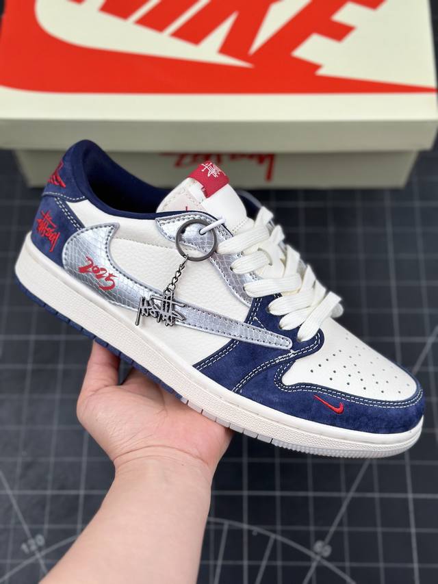 Travis Scott X Fragment Design X Air Jordan 1 Low Og Sp Aj1 乔1 斯图西联名 白蛇鳞 低帮文化休闲板